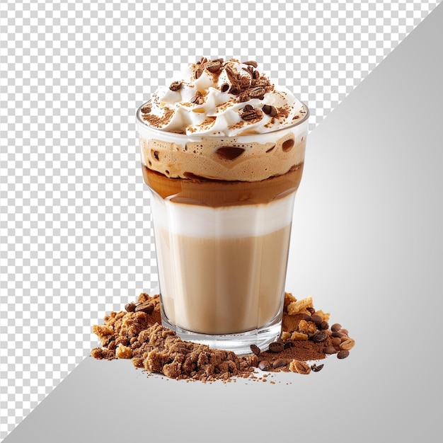 PSD a glass of iced coffee with a chocolate drink and a glass of ice cream