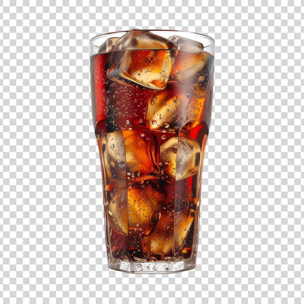 PSD a glass of iced tea with ice cubes on a white background