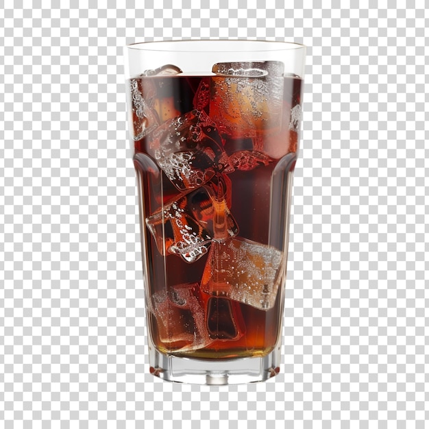 PSD a glass of iced tea with ice cubes on a white background