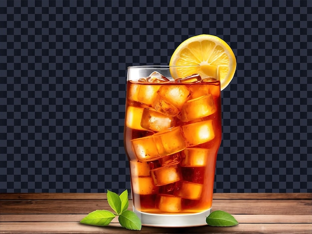 PSD a glass of iced tea with a lemon wedge on the top