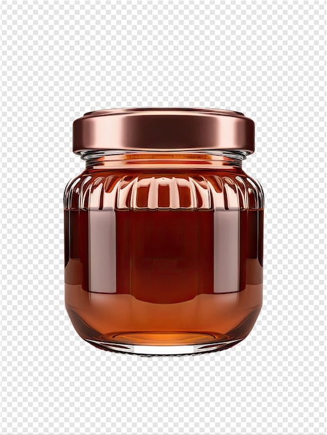 a glass jar of brown liquid with a silver lid