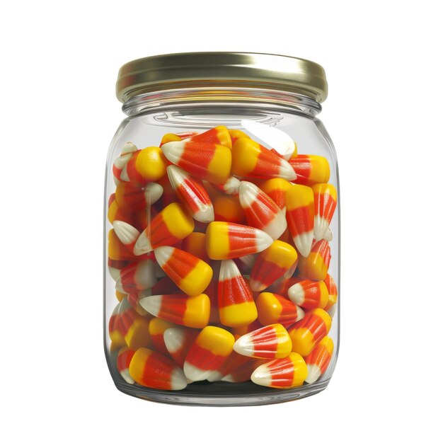 PSD glass jar filled with candy corn