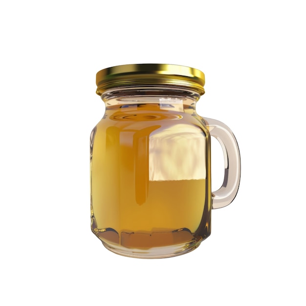 PSD glass jar with golden liquid and a handle