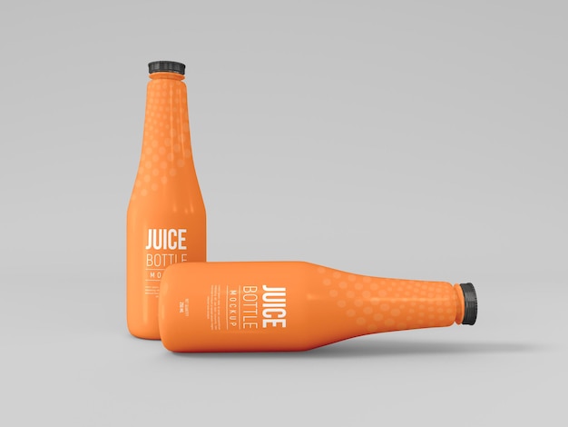 Glass Juice Bottle with Metal Cap Mockup