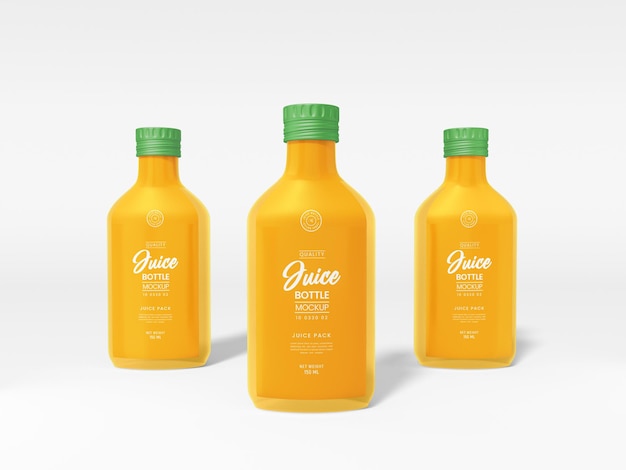 Glass Juice Bottle with Metal Cap Packaging Mockup