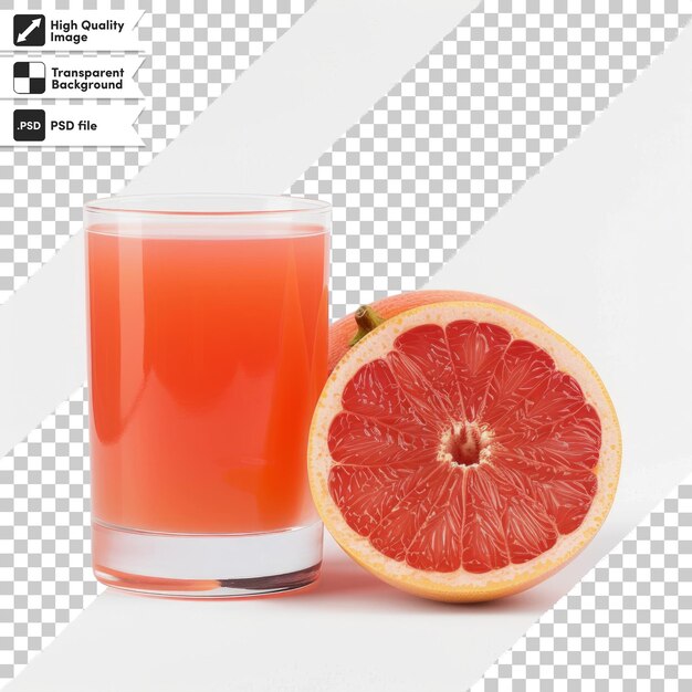 PSD a glass of juice next to a grapefruit