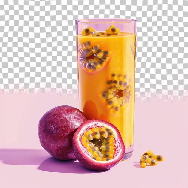 PSD a glass of juice next to a pomegranate and a pomegranate