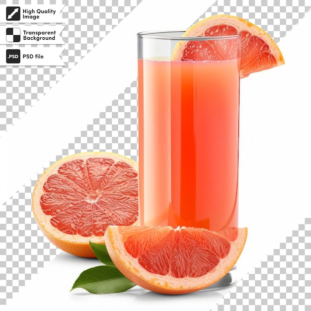 PSD a glass of juice with a picture of a grapefruit and a picture of a grapefruit