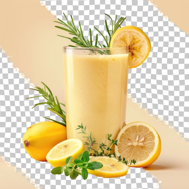 a glass of lemonade with a lemon and mint leaves