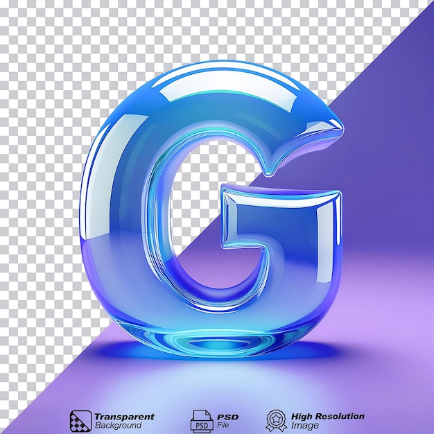 PSD glass letter g isolated on transparent background