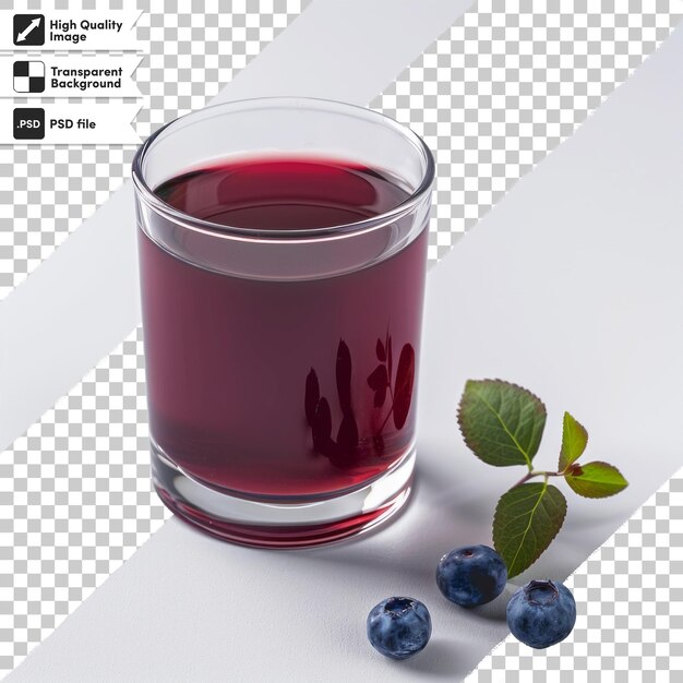 PSD a glass of liquid with blueberries and a leaf