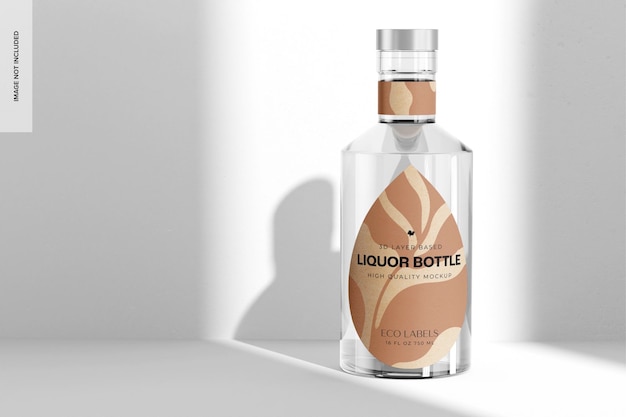 Glass Liquor Bottle with Label Mockup