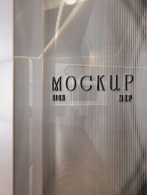 Glass logo on wall mockup