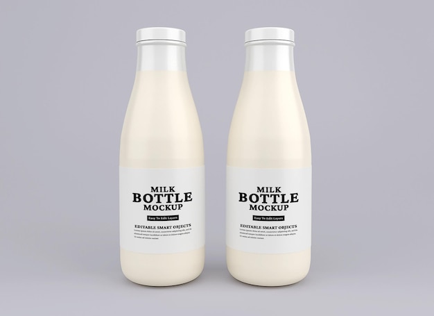 glass milk bottle mockup 