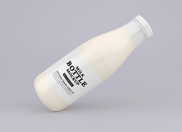 glass milk bottle mockup 