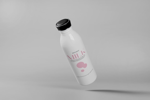 Glass Milk Bottle Mockup