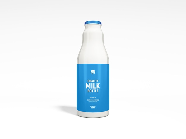 Glass Milk Bottle Packaging Mockup