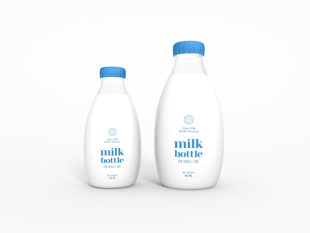 Glass Milk Bottle Packaging Mockup