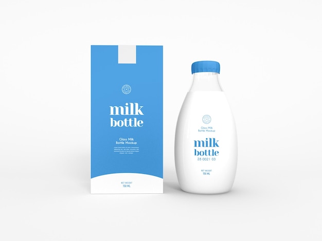 Glass Milk Bottle Packaging Mockup