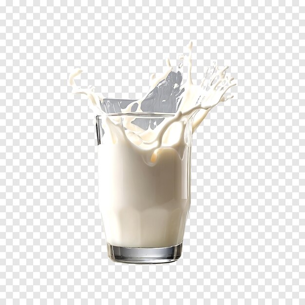 PSD a glass of milk with splash isolated on a transparent background generative ai