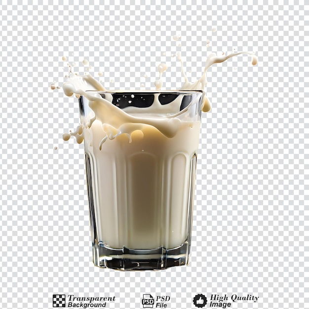 glass of milk with splash isolated on transparent background