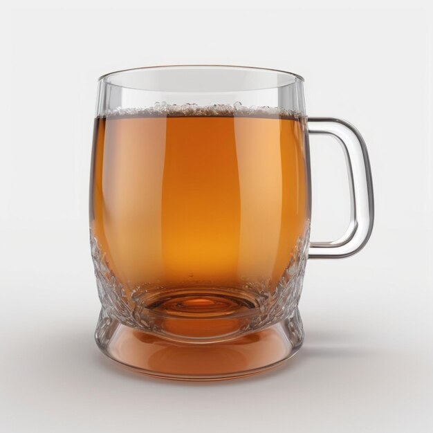 a glass mug with a handle that says  beer