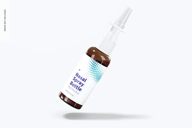 Glass Nasal Spray Bottle Mockup, Floating