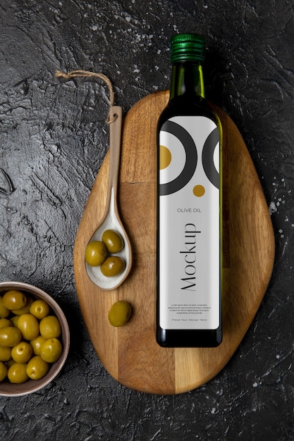 Glass olive oil bottle mock-up