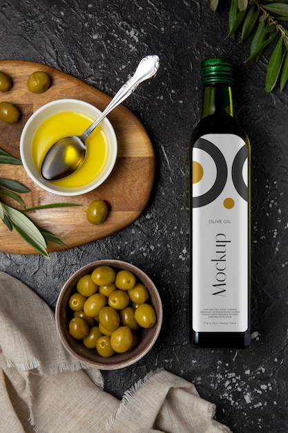 PSD glass olive oil bottle mock-up