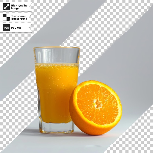 PSD a glass of orange juice is next to an orange