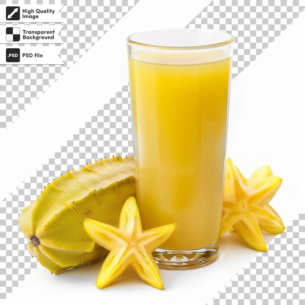 PSD a glass of orange juice next to a lime wedge