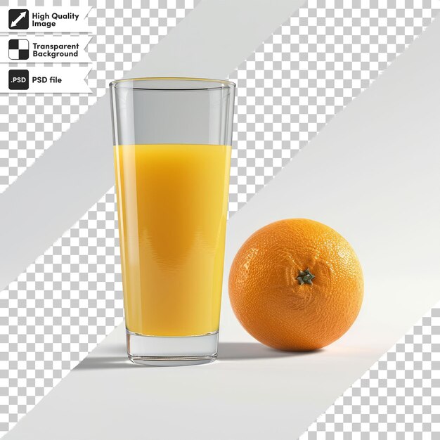 PSD a glass of orange juice next to an orange