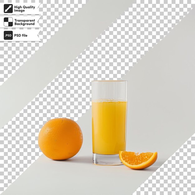 PSD a glass of orange juice and an orange