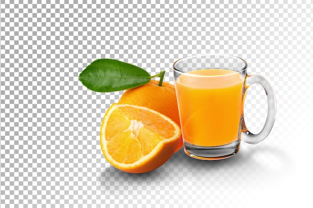 Glass of orange juice and oranges