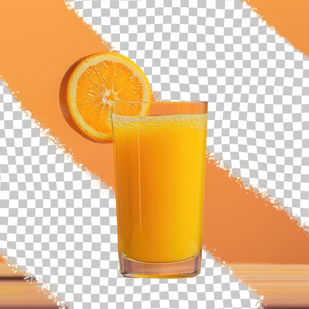 PSD a glass of orange juice with orange slices on a white background