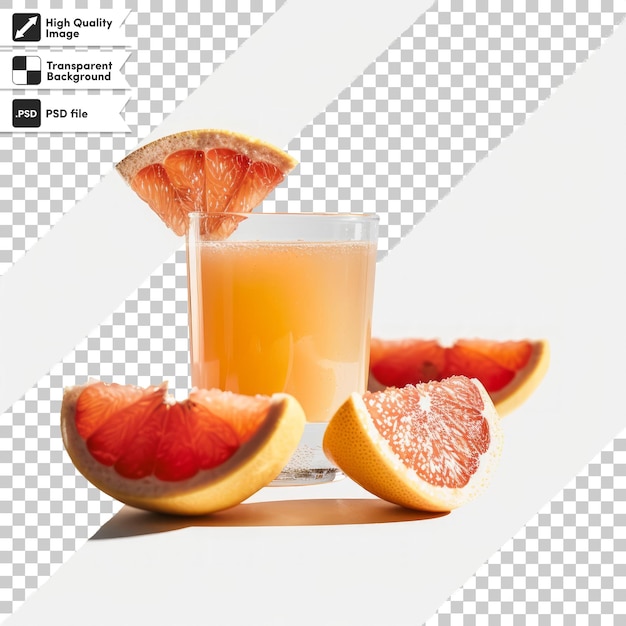 PSD a glass of orange juice with a slice of orange on it