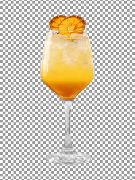 PSD a glass of orange juice with a slice of pineapple on transparent background