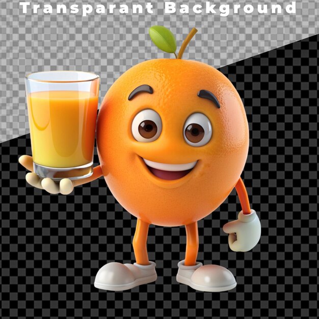 PSD a glass of orange juice with a smiling face on it