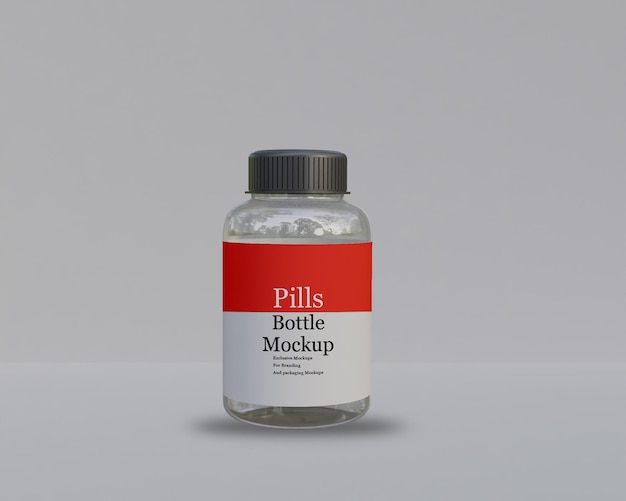 Glass pills bottle mockup epmty glass jar mockup