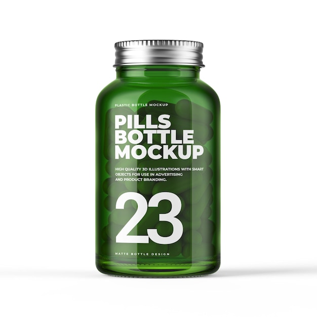 Glass Pills bottle mockup