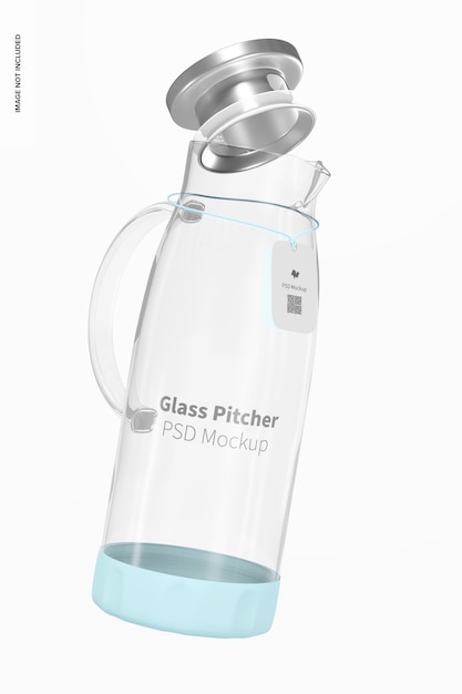 Glass Pitcher with Lid Mockup, Floating