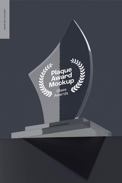 Glass Plaque Award Mockup, Low Angle View