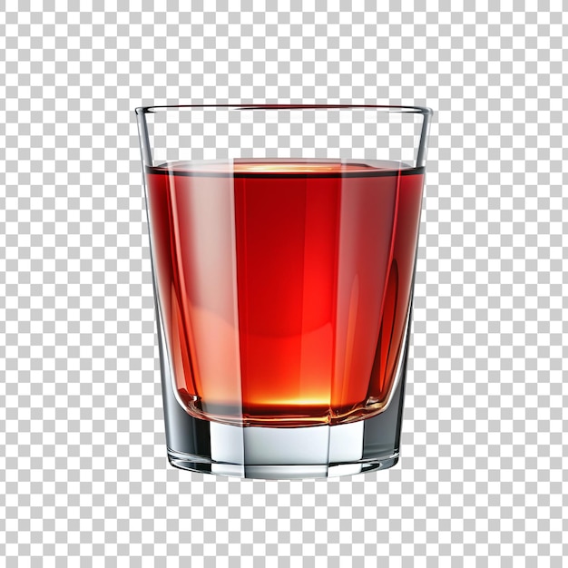 a glass of red alcohol with a transparent background