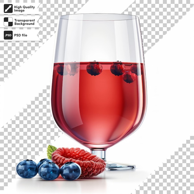 a glass of red wine with berries and a blackberry