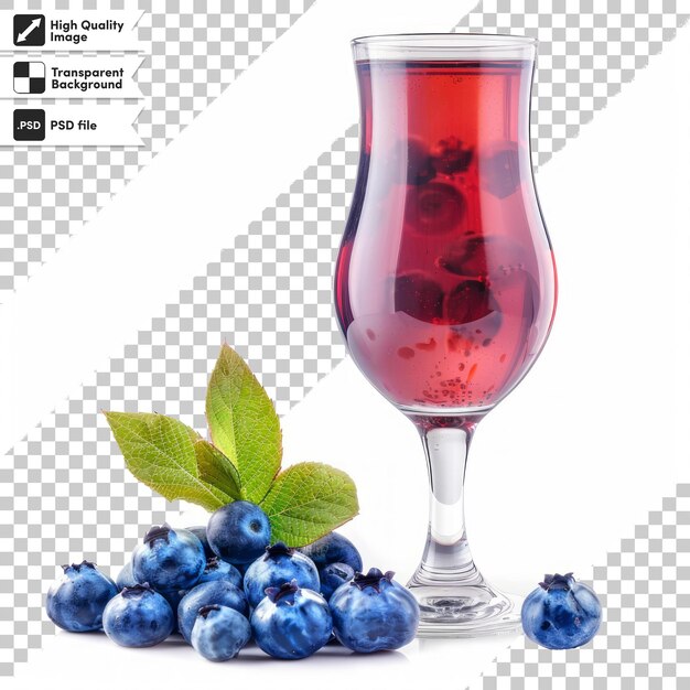 PSD a glass of red wine with a green leaf and blueberries on it