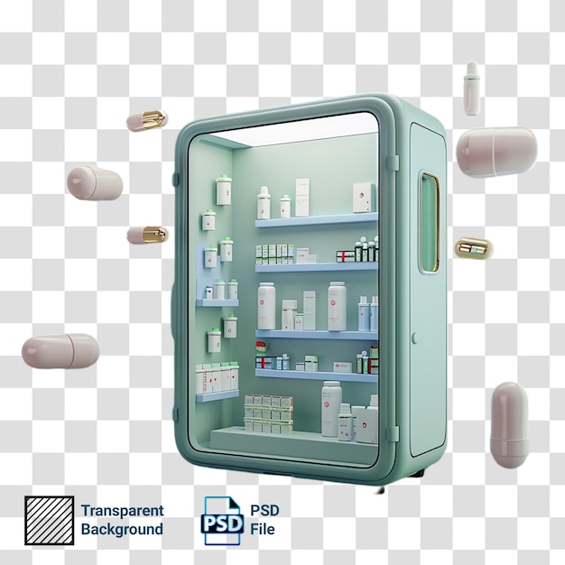 a glass refrigerator with bottles of vitamins on it