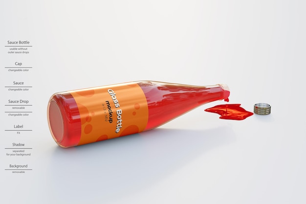 Glass sauce bottle mockup