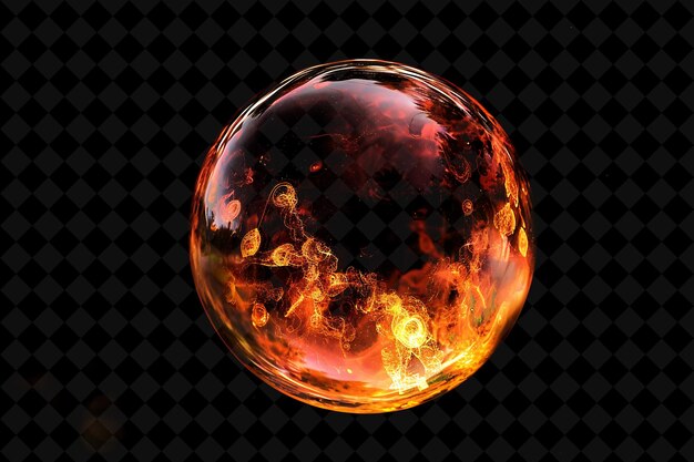 a glass sphere with the fire inside and the words fire in it