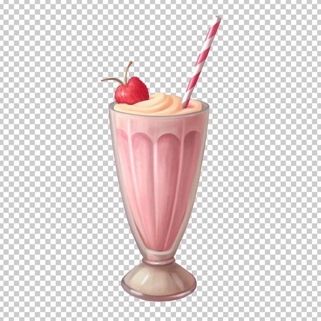 PSD a glass of strawberry milkshake with a straw in it