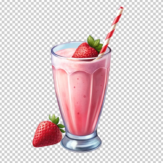 PSD a glass of strawberry milkshake with a straw in it